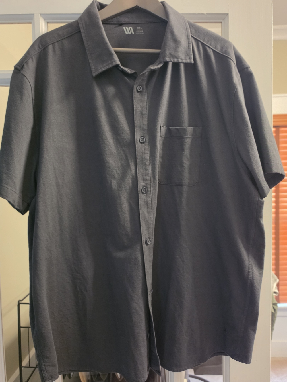 VRST Men's Refined Knit Short Sleeve Button Up Shirt, XXL - Graphic Charcoal